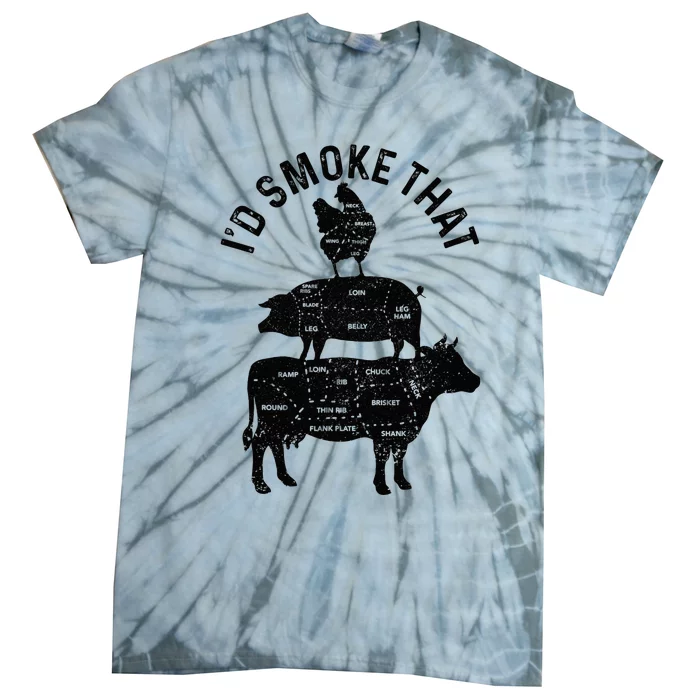 Chef Butcher BBQ Id Smoke That Pork Beef Funny Fathers Day Tie-Dye T-Shirt