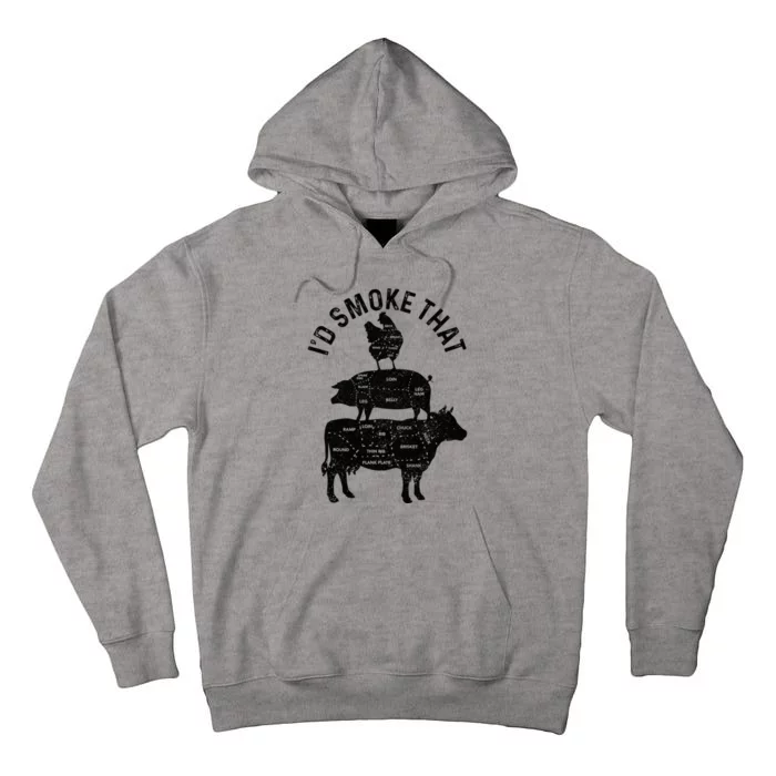 Chef Butcher BBQ Id Smoke That Pork Beef Funny Fathers Day Tall Hoodie