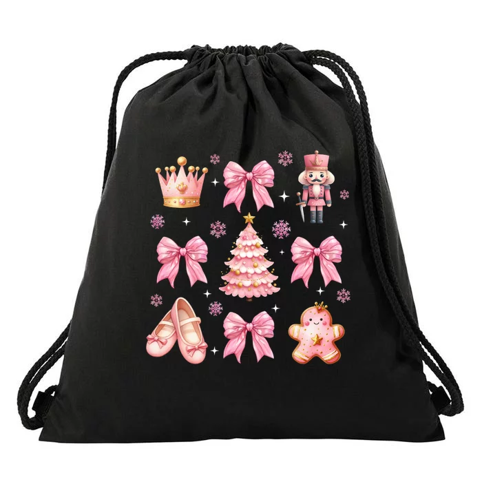 Coquette Bow Ballet Gingerbread Christmas Xmas Drawstring Bag