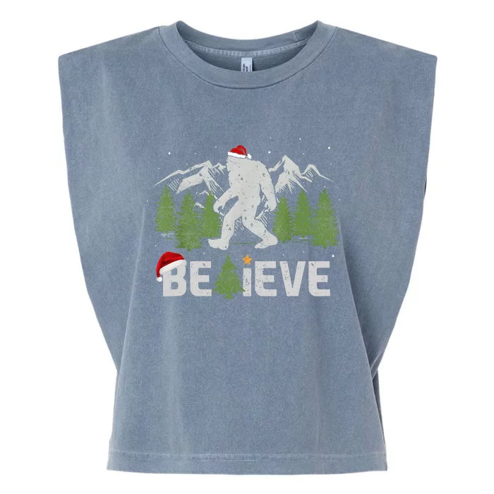 Christmas Believe Bigfoot Garment-Dyed Women's Muscle Tee