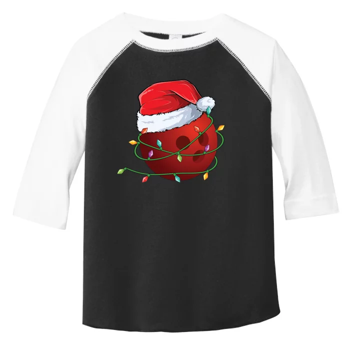 Christmas Bowling Ball Santa Hat Wrapped In Holiday Lights Gift Toddler Fine Jersey T-Shirt