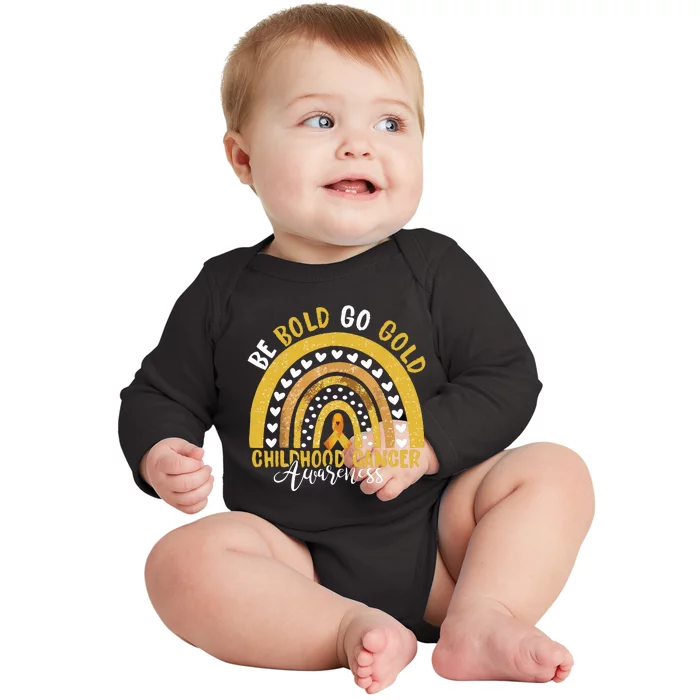 Childhood Be Bold Go Gold Childhood Cancer Awareness Rainbow Baby Long Sleeve Bodysuit