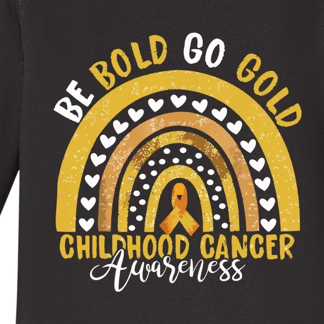 Childhood Be Bold Go Gold Childhood Cancer Awareness Rainbow Baby Long Sleeve Bodysuit