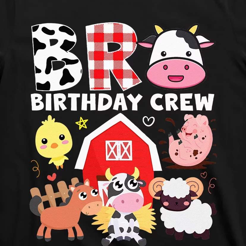 Cow Bro Birthday Crew Farm Theme Animals Kids Birthday Party T-Shirt