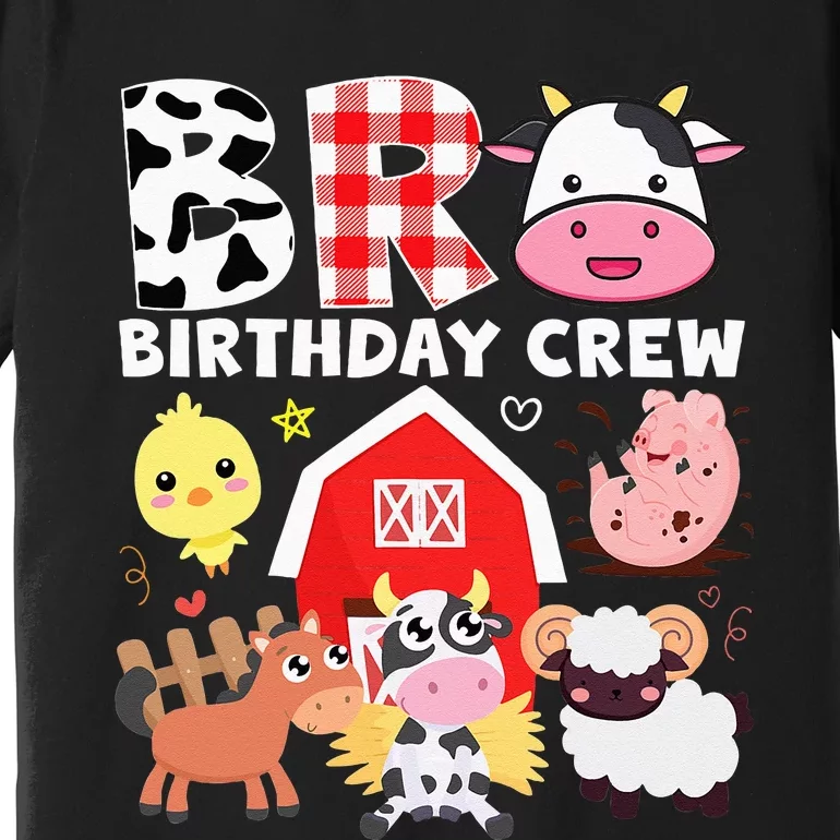 Cow Bro Birthday Crew Farm Theme Animals Kids Birthday Party Premium T-Shirt