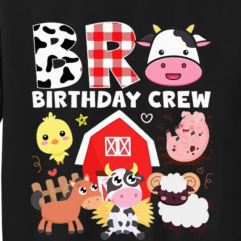 Cow Bro Birthday Crew Farm Theme Animals Kids Birthday Party Tall Sweatshirt