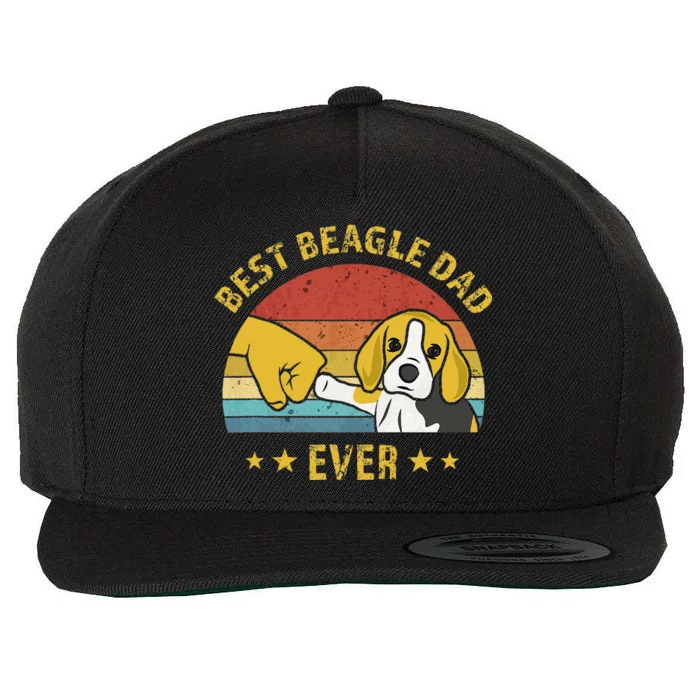 Cute Best Beagle Dad Ever Vintage Puppy Lover Retro Design Wool Snapback Cap