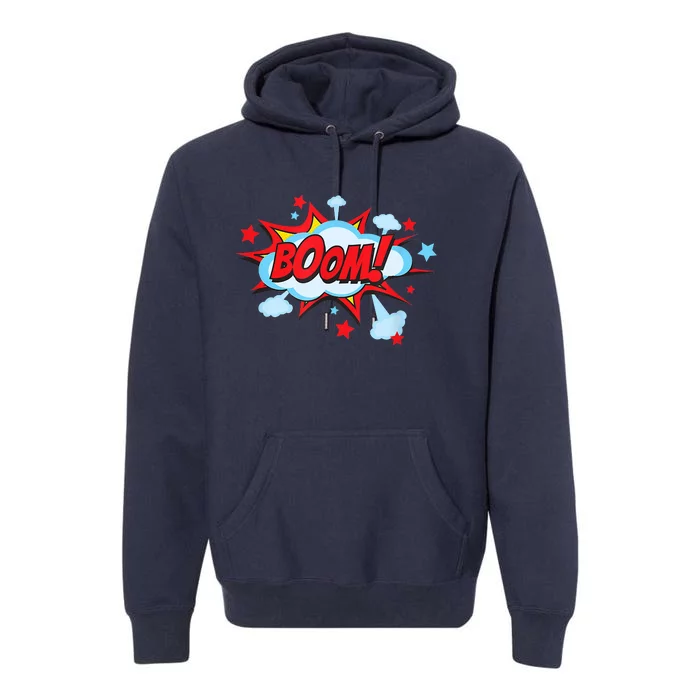 Comic Book BOOM , Funny Retro Costume, Superhero Premium Hoodie