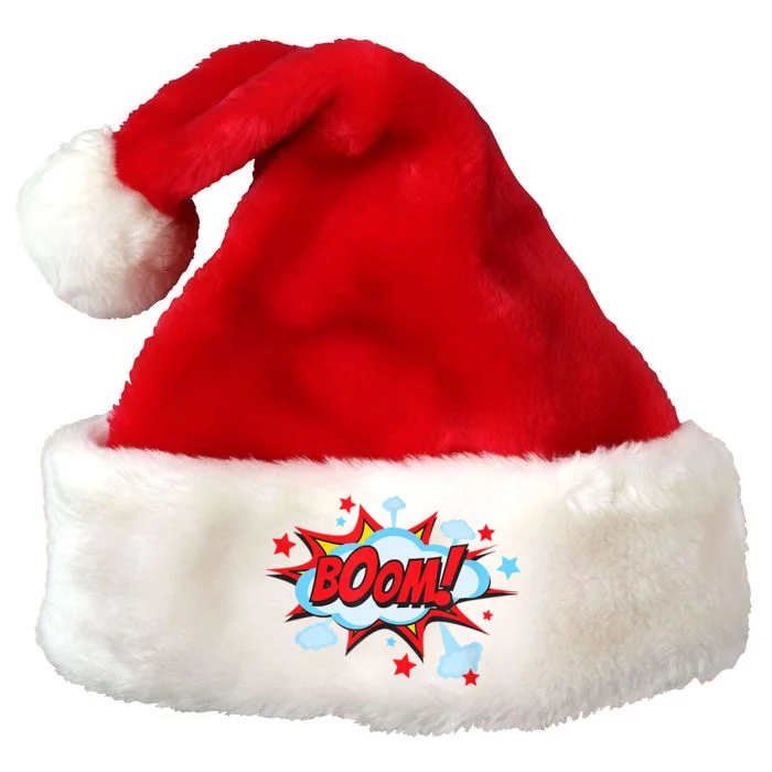 Comic Book BOOM , Funny Retro Costume, Superhero Premium Christmas Santa Hat