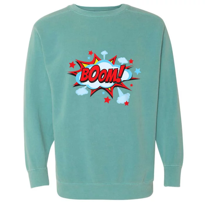 Comic Book BOOM , Funny Retro Costume, Superhero Garment-Dyed Sweatshirt