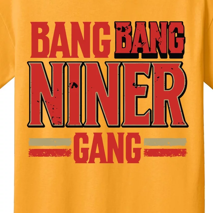 Cool Bang Bang Niner Gang Distress Football Kids T-Shirt