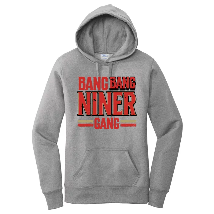 Cool Bang Bang Niner Gang Distress Football Women's Pullover Hoodie