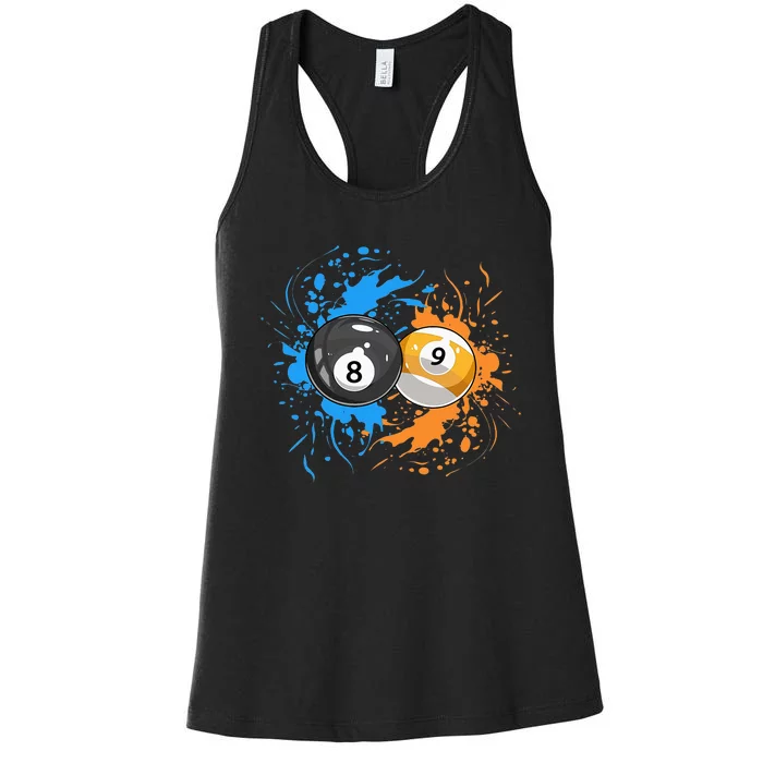 Cool Billiard Balls For 8 Ball And 9 Ball Player Women's Racerback Tank