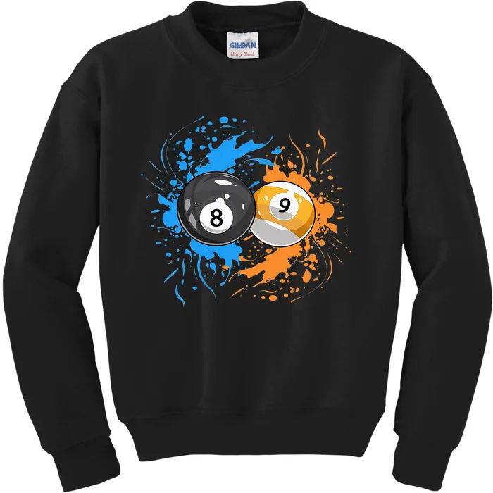 Cool Billiard Balls For 8 Ball And 9 Ball Player Kids Sweatshirt