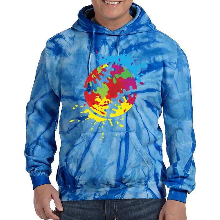 Colorful Baseball Ball Sports Pitcher Catcher Softball Team Gift Tie Dye Hoodie