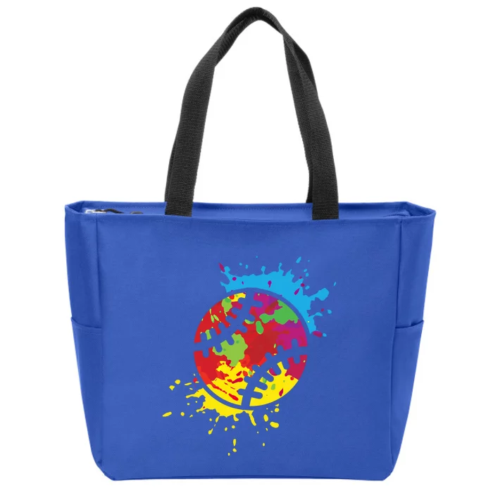 Colorful Baseball Ball Sports Pitcher Catcher Softball Team Gift Zip Tote Bag