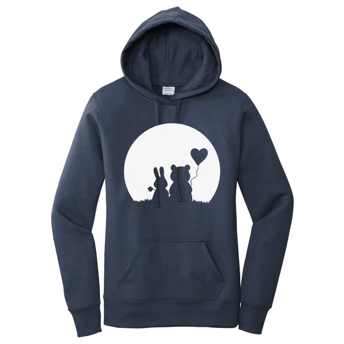 Cute Bunny Bear Love Couple Valentine's Day Rabbit Lover Women's Pullover Hoodie