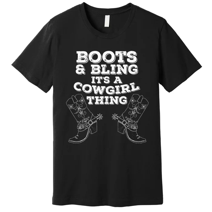 Cow Boots Bling  Gift Cute Love Country Life Premium T-Shirt