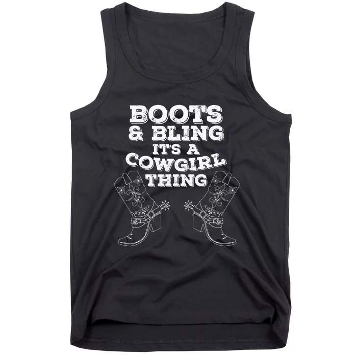 Cow Boots Bling  Gift Cute Love Country Life Tank Top