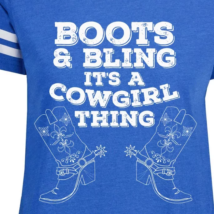 Cow Boots Bling  Gift Cute Love Country Life Enza Ladies Jersey Football T-Shirt