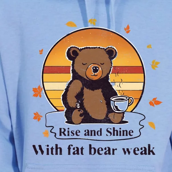 Cute Bear Baby Bear Retro Sunset Bear Drinking Coffee Funny Fat Bear Week Unisex Surf Hoodie