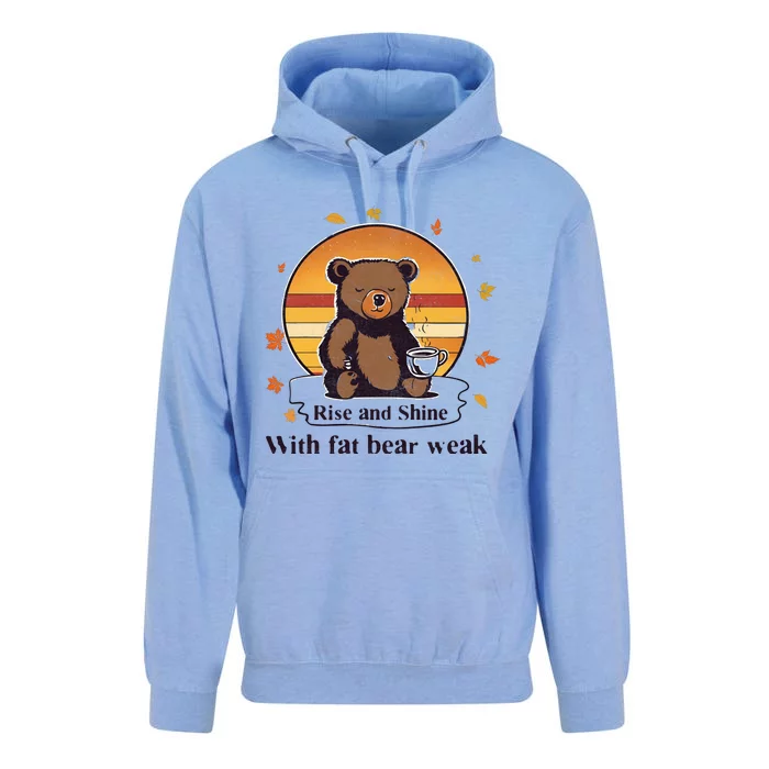 Cute Bear Baby Bear Retro Sunset Bear Drinking Coffee Funny Fat Bear Week Unisex Surf Hoodie