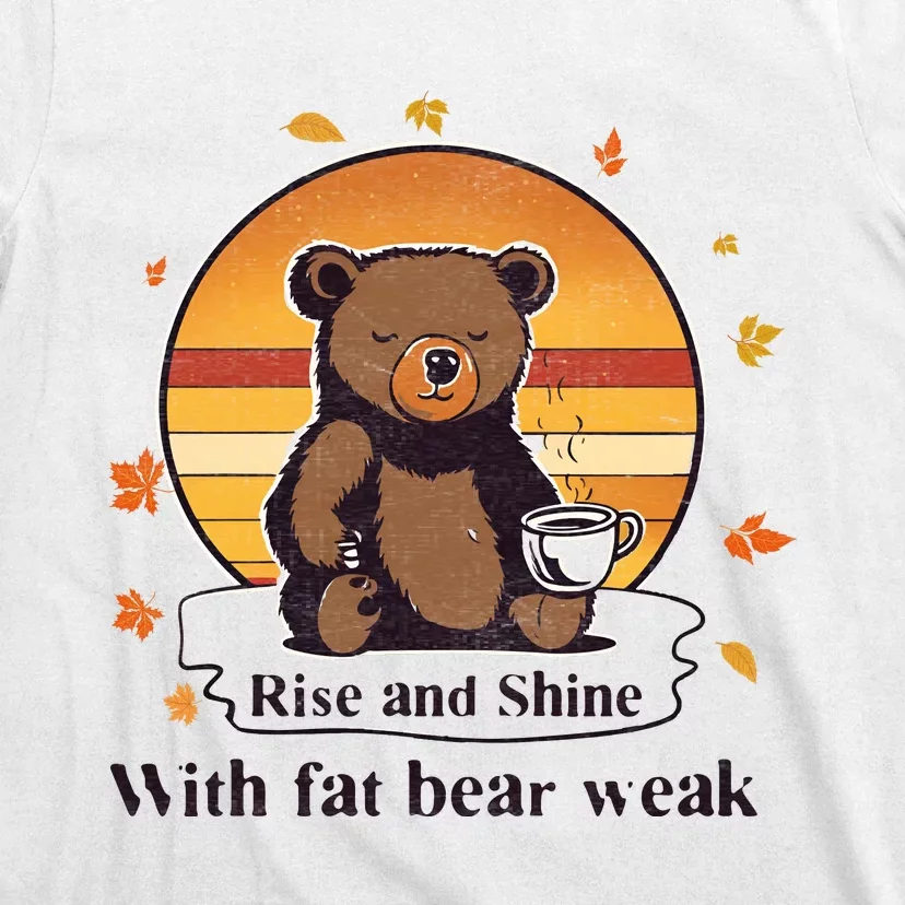 Cute Bear Baby Bear Retro Sunset Bear Drinking Coffee Funny Fat Bear Week T-Shirt