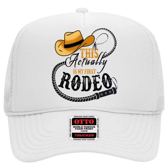 Cowboy Barn Bull Rider Rodeo First Rodeo High Crown Mesh Trucker Hat