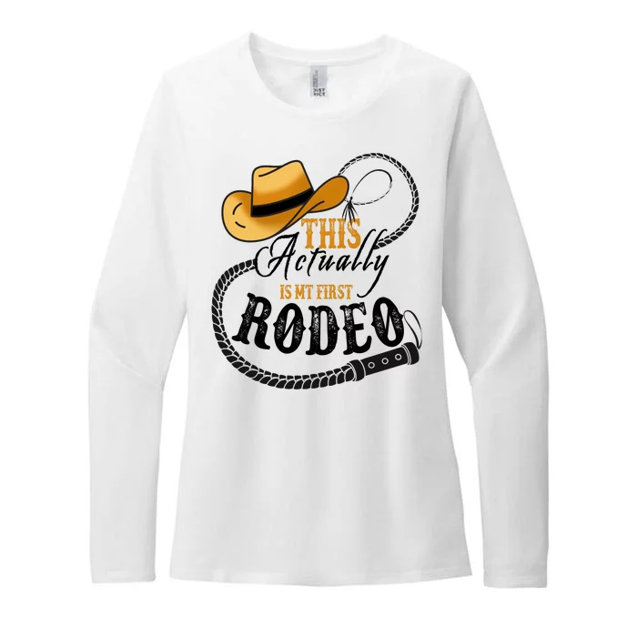 Cowboy Barn Bull Rider Rodeo First Rodeo Womens CVC Long Sleeve Shirt