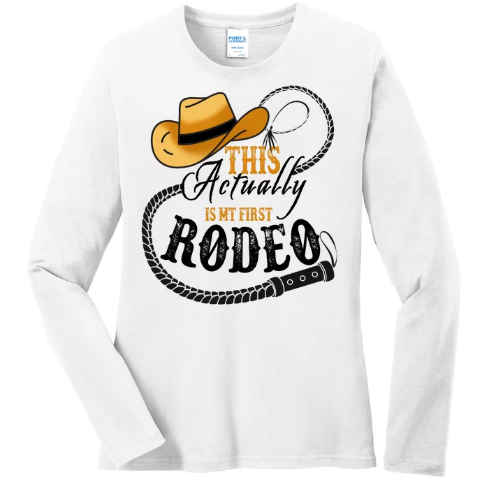 Cowboy Barn Bull Rider Rodeo First Rodeo Ladies Long Sleeve Shirt