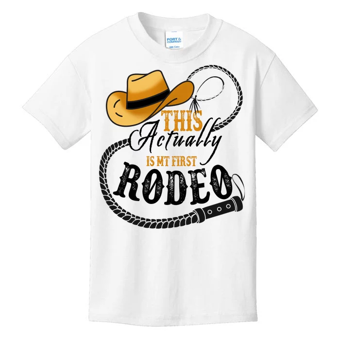 Cowboy Barn Bull Rider Rodeo First Rodeo Kids T-Shirt