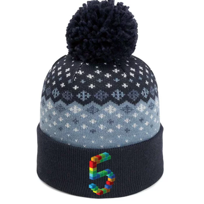 Cute Block Building 5th Birthday Gift 5 Years Old Boy Girl The Baniff Cuffed Pom Beanie