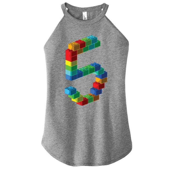 Cute Block Building 5th Birthday Gift 5 Years Old Boy Girl Women’s Perfect Tri Rocker Tank