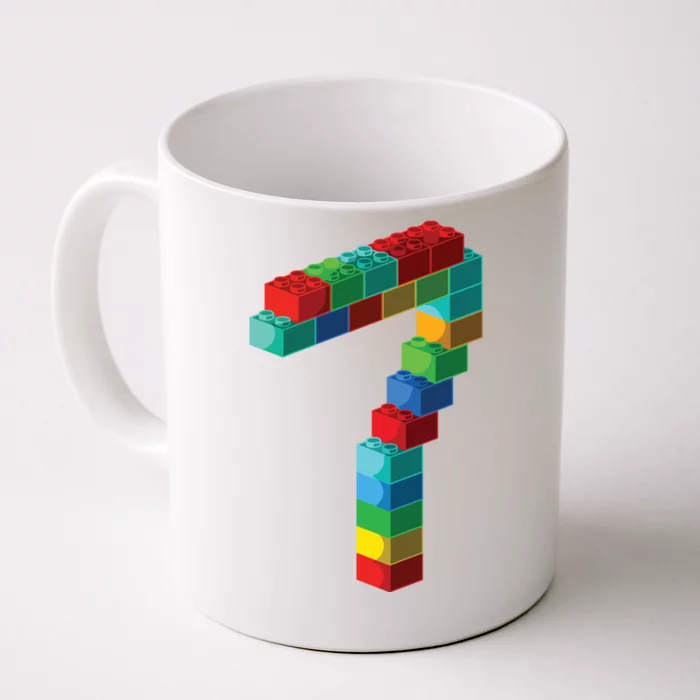 Cute Block Building 7th Birthday Gift 7 Years Old Boy Girl Front & Back Coffee Mug