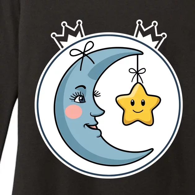 Cute Bedtime Bear Moon Star Womens CVC Long Sleeve Shirt