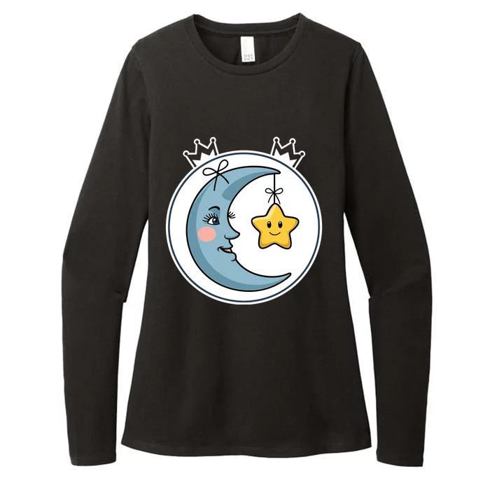 Cute Bedtime Bear Moon Star Womens CVC Long Sleeve Shirt