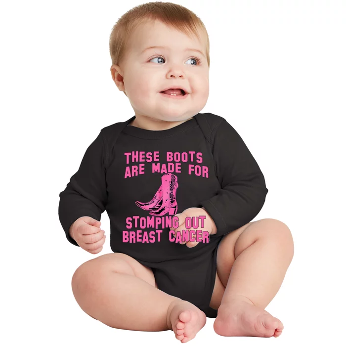 Cowboy Boots Breast Cancer Baby Long Sleeve Bodysuit