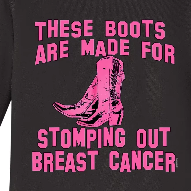 Cowboy Boots Breast Cancer Baby Long Sleeve Bodysuit