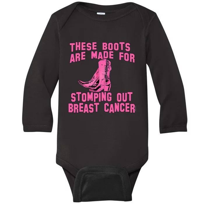 Cowboy Boots Breast Cancer Baby Long Sleeve Bodysuit