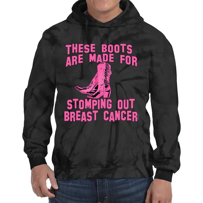 Cowboy Boots Breast Cancer Tie Dye Hoodie