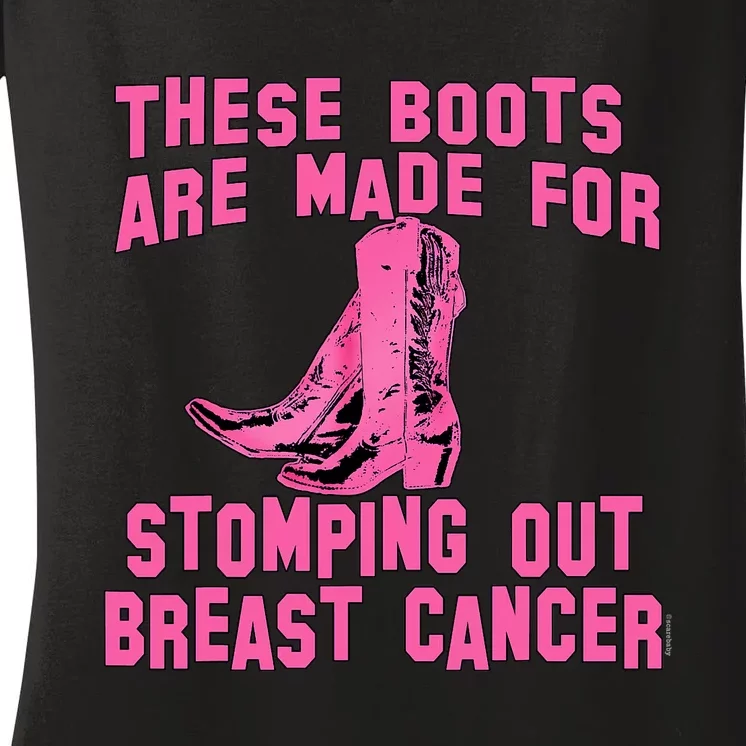 Cowboy Boots Breast Cancer Women's V-Neck T-Shirt