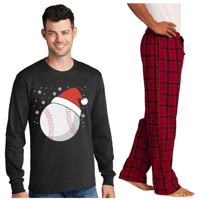 Christmas Baseball Ball Santa Claus Hat Xmas Catcher Pitcher Funny Gift Long Sleeve Pajama Set