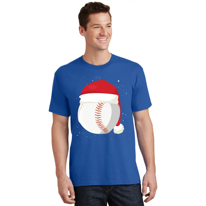 Christmas Baseball Ball Santa Claus Hat Xmas Catcher Pitcher Gift T-Shirt