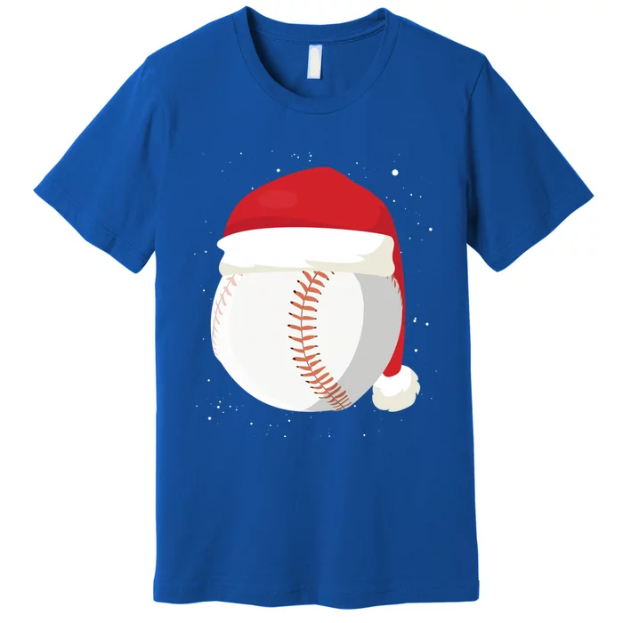 Christmas Baseball Ball Santa Claus Hat Xmas Catcher Pitcher Gift Premium T-Shirt