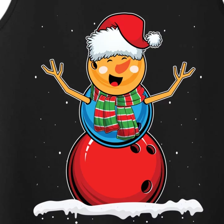 Christmas Bowling Ball Snow Xmas Santa Bowling Lover Cool Gift Performance Tank