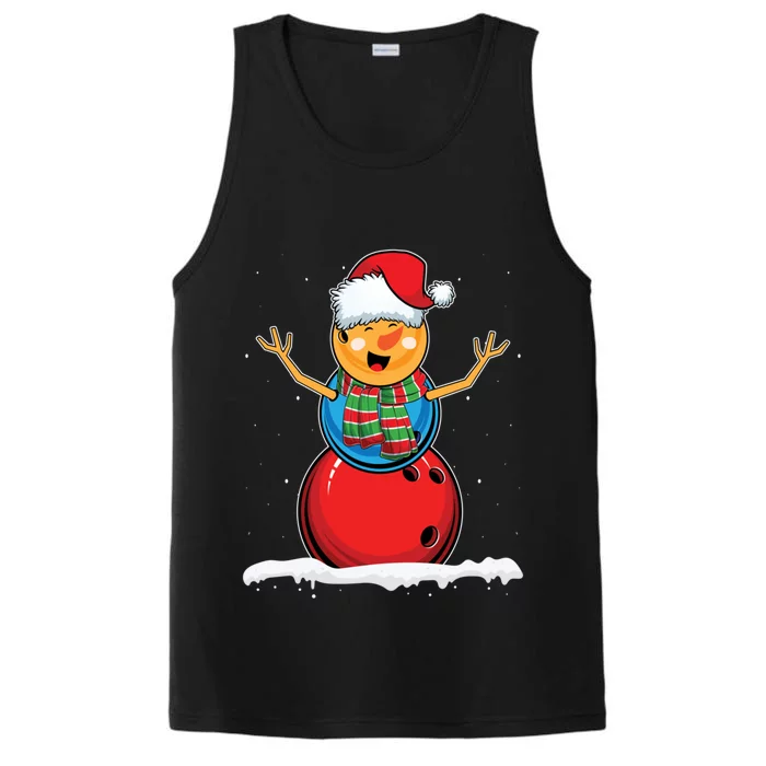 Christmas Bowling Ball Snow Xmas Santa Bowling Lover Cool Gift Performance Tank