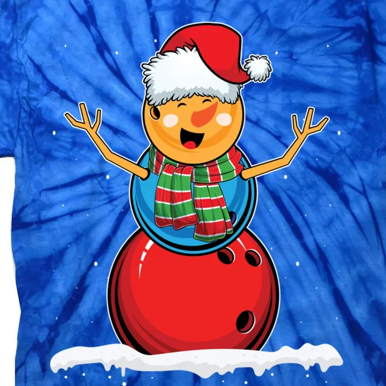 Christmas Bowling Ball Snow Xmas Santa Bowling Lover Cool Gift Tie-Dye T-Shirt