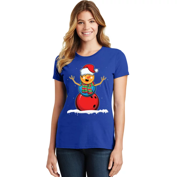 Christmas Bowling Ball Snow Xmas Santa Bowling Lover Cool Gift Women's T-Shirt