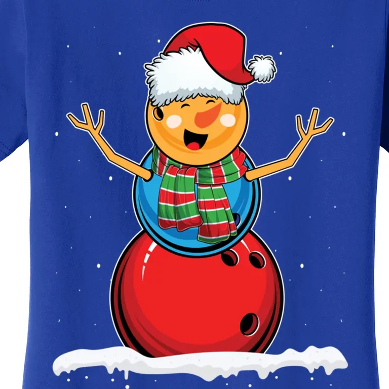 Christmas Bowling Ball Snow Xmas Santa Bowling Lover Cool Gift Women's T-Shirt