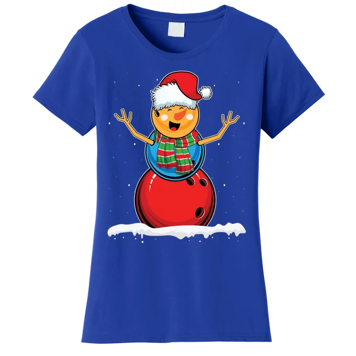 Christmas Bowling Ball Snow Xmas Santa Bowling Lover Cool Gift Women's T-Shirt